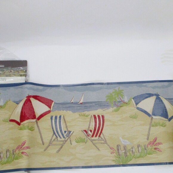 Croscill Ocean City Beach Wallpaper Border 2 pkg  5Yd each 6.5" Wide - Picture 1 of 4